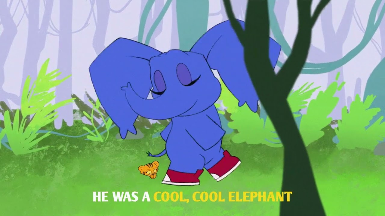 An illustration and a cartoon of an elephant